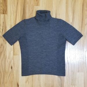 Korean Brand Short Sleeve Turtleneck Sweater Dark Gray 100% Wool Size Small